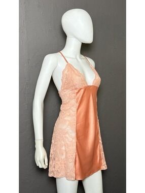 Y2K Peach Satin + Lace Hand Nightie from Victoria's Secret size XL